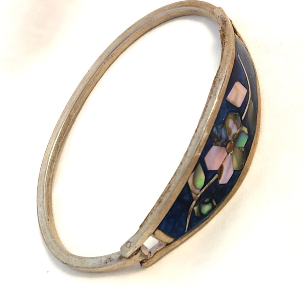 bracelet inlaid alpaca silver mexico